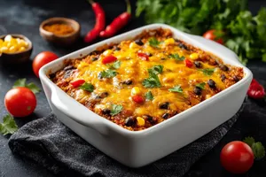Quinoa Enchilada Auflauf mit schwarzen Bohnen